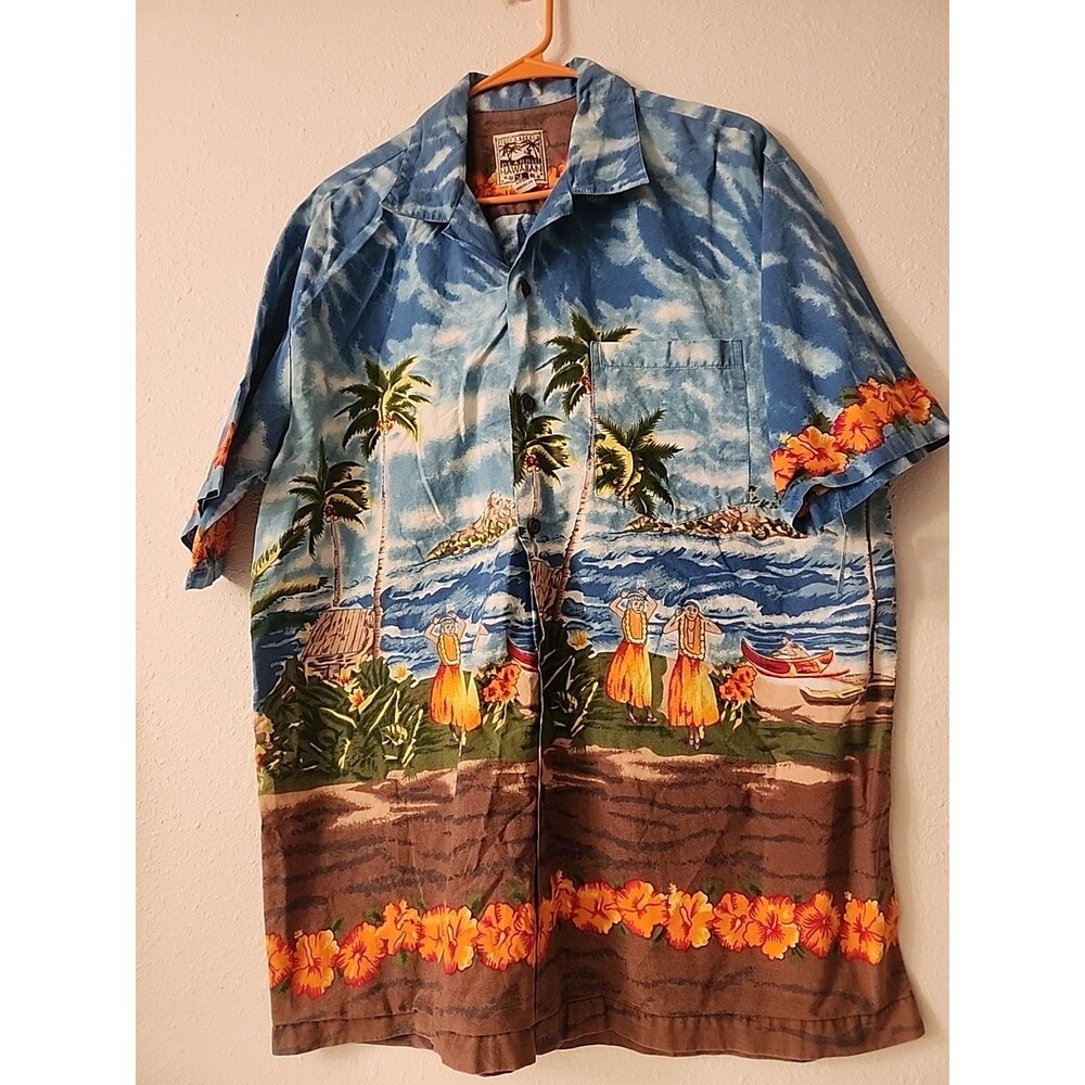 Steve & Barry's LargeTropical Hula Palm Trees Blue Classic Larfe